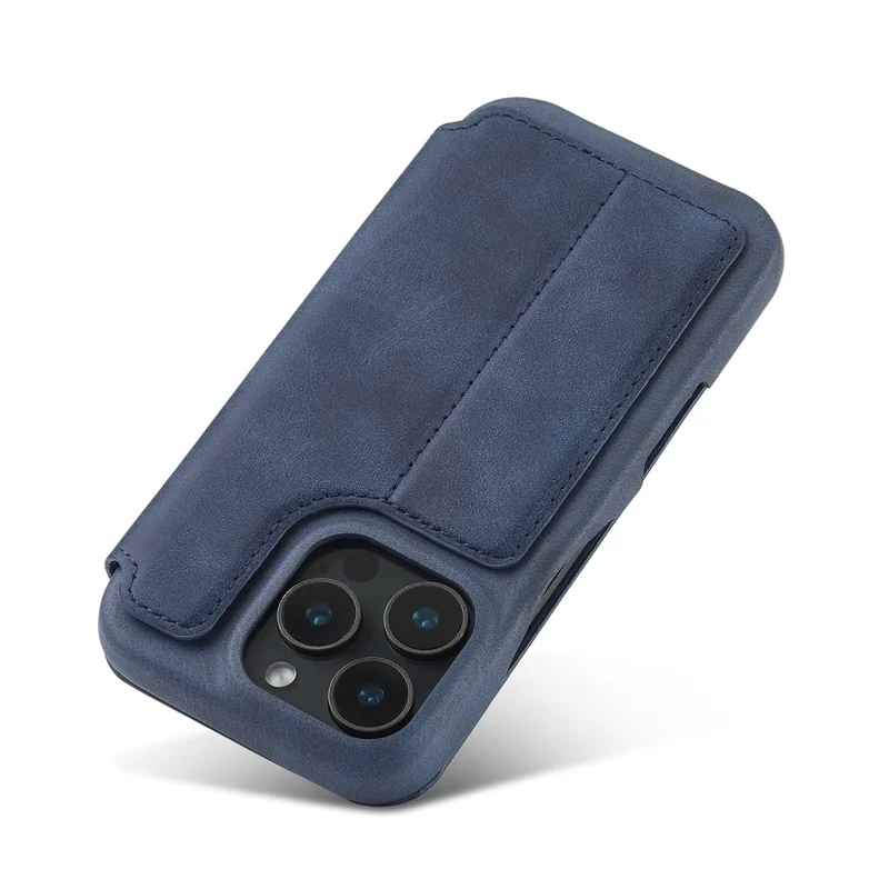 LC.IMEEKE For iPhone 16 Pro Max Case Card Holder Stand Leather Phone Cover - Blue
