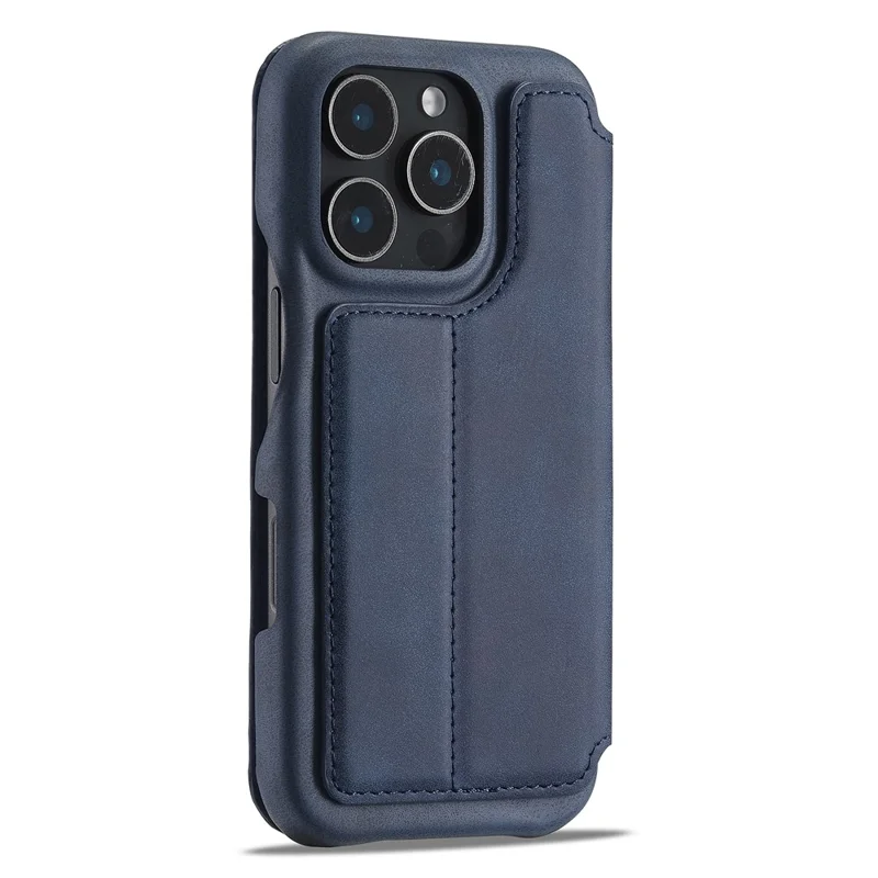 LC.IMEEKE For iPhone 16 Pro Max Case Card Holder Stand Leather Phone Cover - Blue