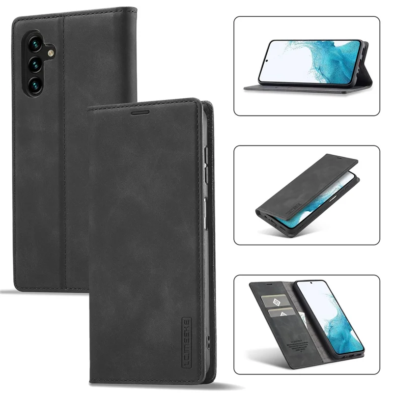 LC.IMEEKE Per Samsung Galaxy S24 FE Custodia portafoglio in pelle microfibra Cover telefonica - Nero