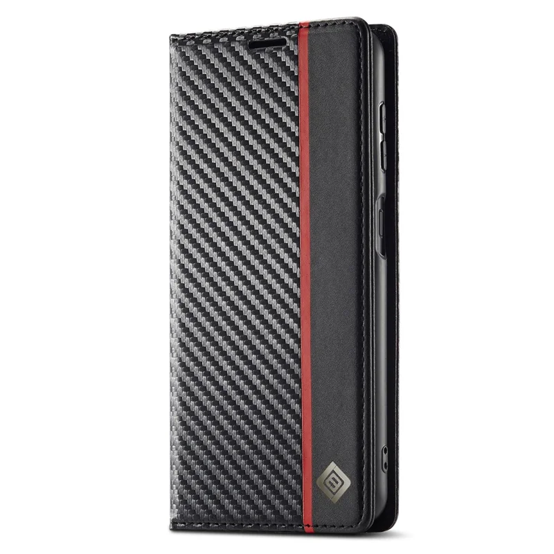 LC.IMEEKE Para Samsung Galaxy S24 FE Funda Textura de Fibra de Carbono Funda de Teléfono Soporte Tarjetero - Rayas Verticales