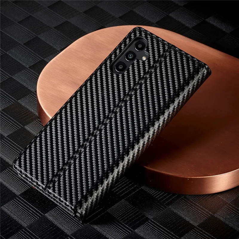 LC.IMEEKE Para Samsung Galaxy S24 FE Funda Textura de Fibra de Carbono Funda de Teléfono Soporte Tarjetero - Rayas Verticales