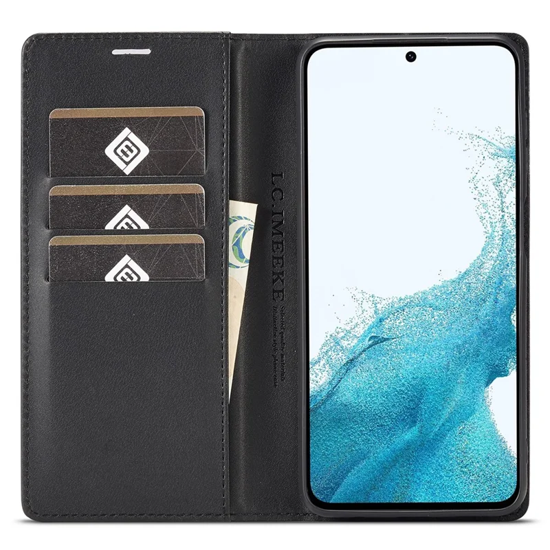 LC.IMEEKE Para Samsung Galaxy S24 FE Funda Textura de Fibra de Carbono Funda de Teléfono Soporte Tarjetero - Rayas Verticales