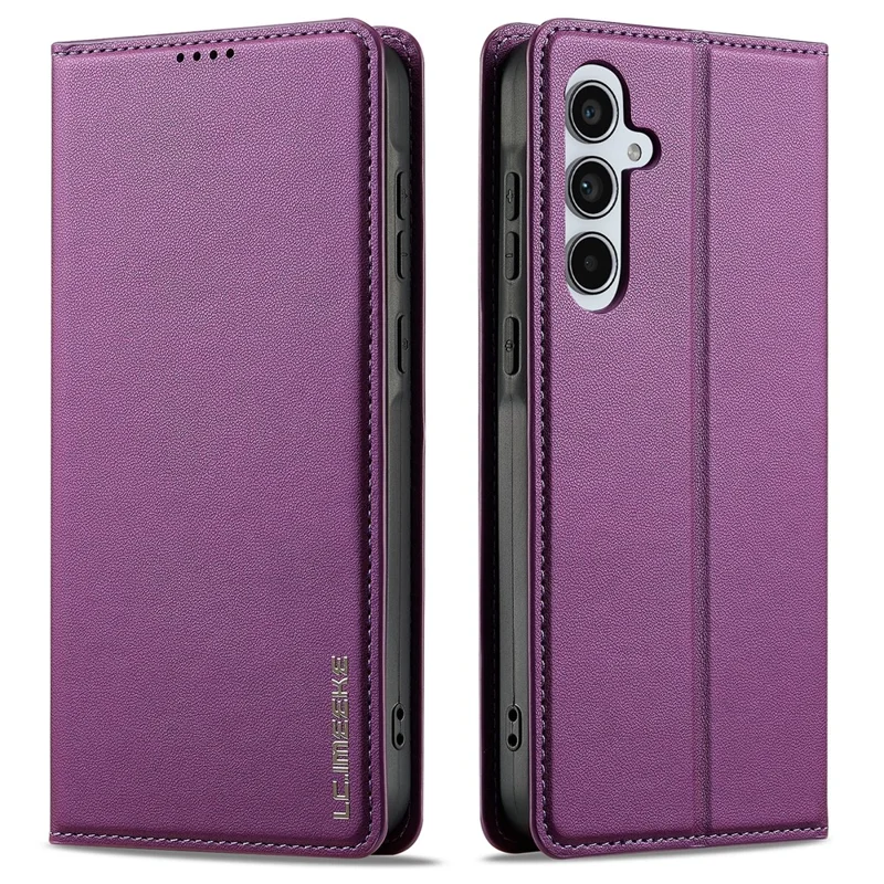 LC.IMEEKE L1 Series for Samsung Galaxy S24 FE Case PU Leather Wallet Stand Protective Phone Cover - Purple