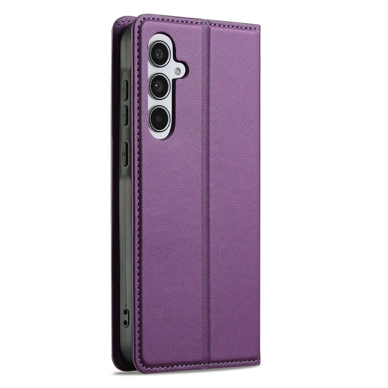 LC.IMEEKE L1 Series for Samsung Galaxy S24 FE Case PU Leather Wallet Stand Protective Phone Cover - Purple