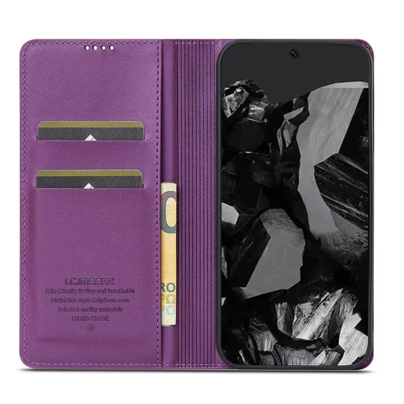 LC.IMEEKE L1 Series for Google Pixel 9 Pro  /  Pixel 9 Case PU Leather Wallet Stand Protective Phone Cover - Purple