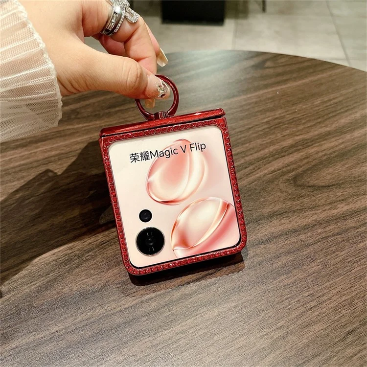 Para Honor Magic V Flip 5G Case Sparkling Glitter Ring Held Hinge PC Tone