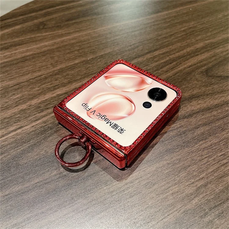 Para Honor Magic V Flip 5G Case Sparkling Glitter Ring Held Hinge PC Tone