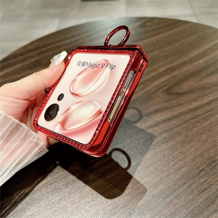 Para Honor Magic V Flip 5G Case Sparkling Glitter Ring Held Hinge PC Tone