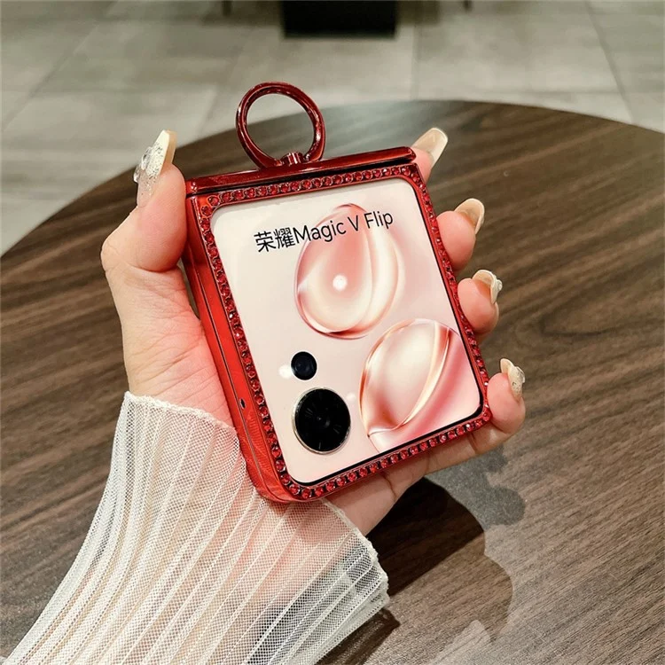 Para Honor Magic V Flip 5G Case Sparkling Glitter Ring Held Hinge PC Tone