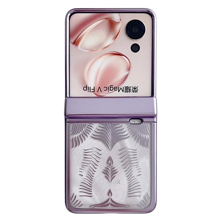 For Honor Magic V Flip 5G Case Hard PC Wing Frame Design Back Phone Cover - Viola