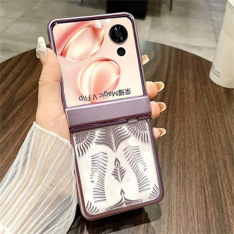 For Honor Magic V Flip 5G Case Hard PC Wing Frame Design Back Phone Cover - Viola