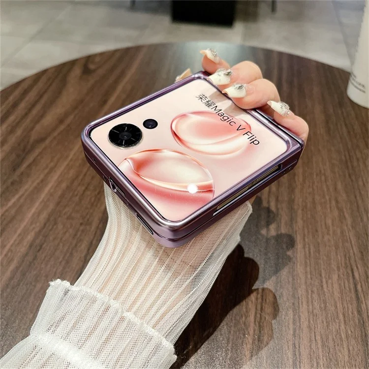 For Honor Magic V Flip 5G Case Hard PC Wing Frame Design Back Phone Cover - Viola