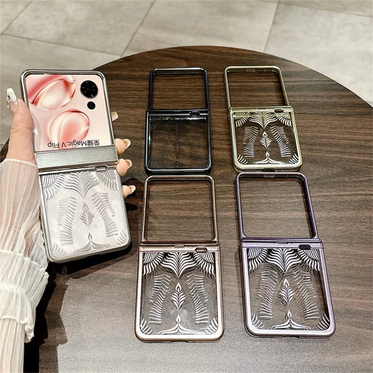 For Honor Magic V Flip 5G Case Hard PC Wing Frame Design Back Phone Cover - Viola