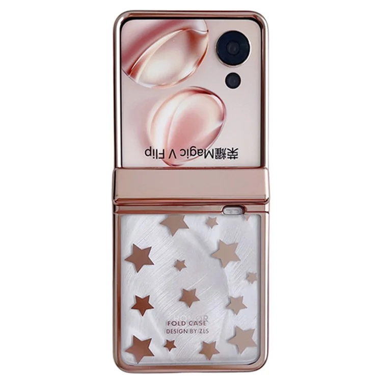 Para Honra Magic V Flip 5G Protetive Hard PC Stars Padrão Tampa do Telefone - Rose Gold
