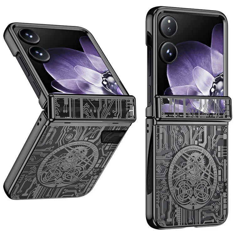 For Xiaomi Mix Flip 5G Case Mechanical Legend Electroplating PC Phone Cover - Black