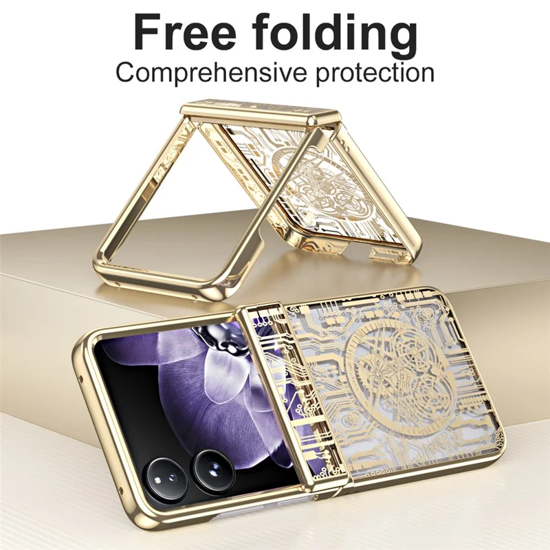 For Xiaomi Mix Flip 5G Case Mechanical Legend Electroplating PC Phone Cover - Black