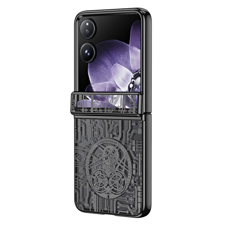 For Xiaomi Mix Flip 5G Case Mechanical Legend Electroplating PC Phone Cover - Black