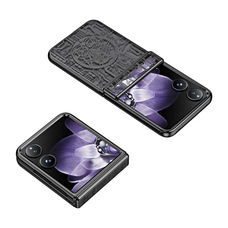 For Xiaomi Mix Flip 5G Case Mechanical Legend Electroplating PC Phone Cover - Black