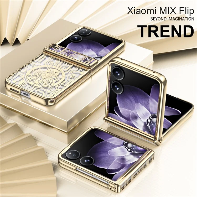 For Xiaomi Mix Flip 5G Case Mechanical Legend Electroplating PC Phone Cover - Black