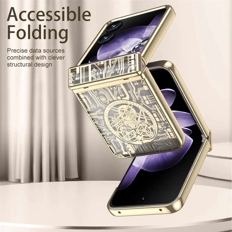 For Xiaomi Mix Flip 5G Case Mechanical Legend Electroplating PC Phone Cover - Black