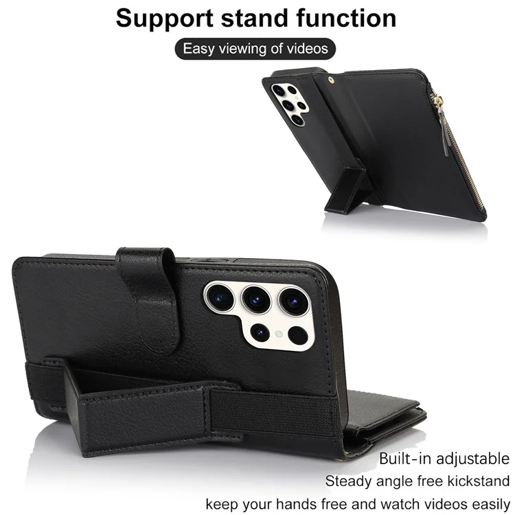 XL-001 Pour Samsung Galaxy S23 Ultra Case Pocket Pocket Pocket Support Téléphone Téléphone - Noir
