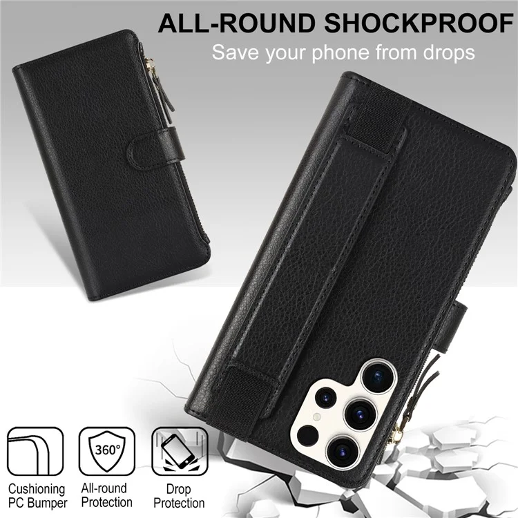 XL-001 Pour Samsung Galaxy S23 Ultra Case Pocket Pocket Pocket Support Téléphone Téléphone - Noir