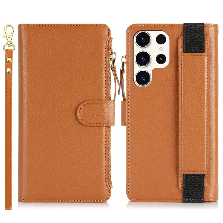 XL-001 Pour Samsung Galaxy S23 Ultra Case Pocket Pocket Pocket Support Téléphone Téléphone - Brun