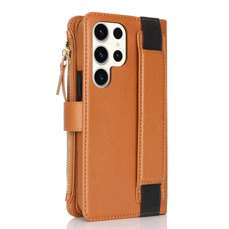 XL-001 Pour Samsung Galaxy S23 Ultra Case Pocket Pocket Pocket Support Téléphone Téléphone - Brun