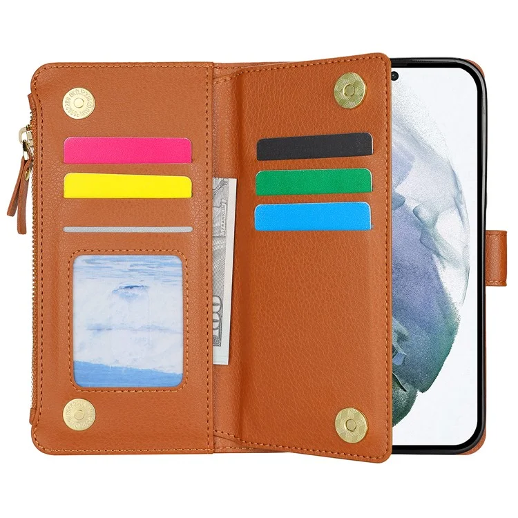 XL-001 Pour Samsung Galaxy S23 Ultra Case Pocket Pocket Pocket Support Téléphone Téléphone - Brun