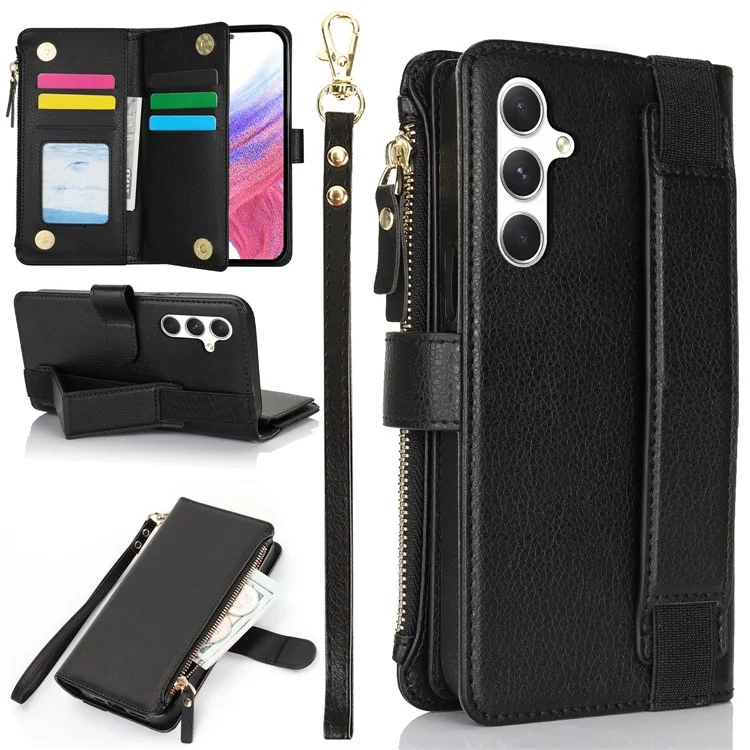 XL-001 Para Samsung Galaxy S23 fe Case Case Pocket Pocket Stand Telephip Cover Teléfono - Negro
