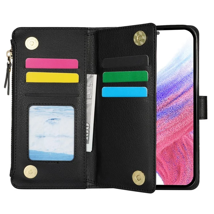 XL-001 Para Samsung Galaxy S23 fe Case Case Pocket Pocket Stand Telephip Cover Teléfono - Negro