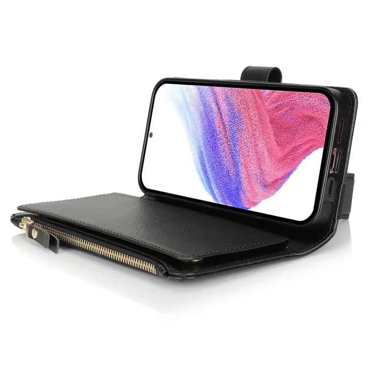 XL-001 Para Samsung Galaxy S23 fe Case Case Pocket Pocket Stand Telephip Cover Teléfono - Negro