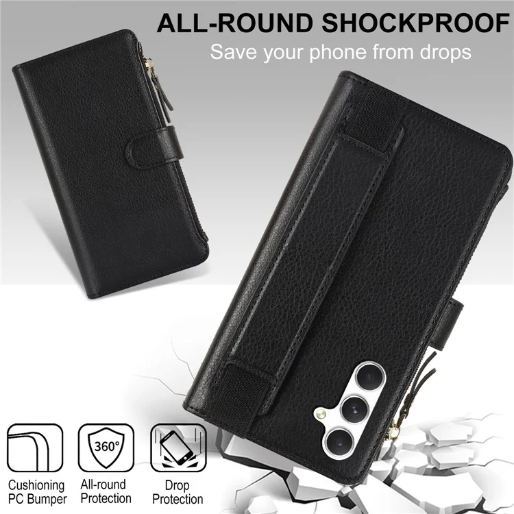 XL-001 Para Samsung Galaxy S23 fe Case Case Pocket Pocket Stand Telephip Cover Teléfono - Negro