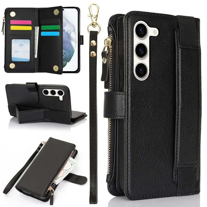 XL-001 Para Samsung Galaxy S23 Case Case Pocket Pocket Stand Telephip Telephip - Negro