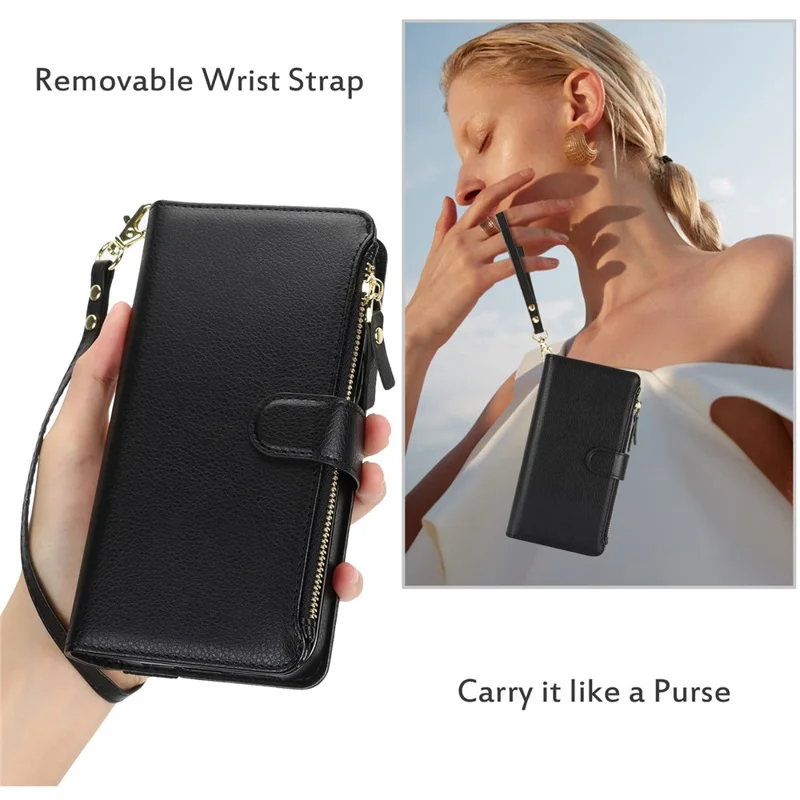 XL-001 Para Samsung Galaxy S23 Case Case Pocket Pocket Stand Telephip Telephip - Negro