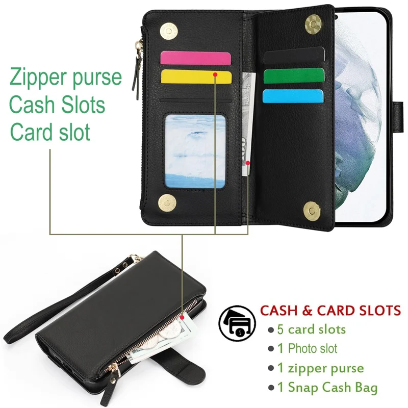 XL-001 Para Samsung Galaxy S23 Case Case Pocket Pocket Stand Telephip Telephip - Negro