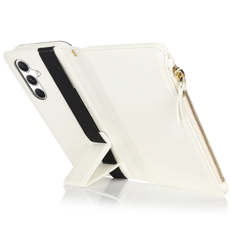 Xl-001 Для Samsung Galaxy A55 5G Case Zipper Pocket Bricel Stand Cover Phone Cover - Белый