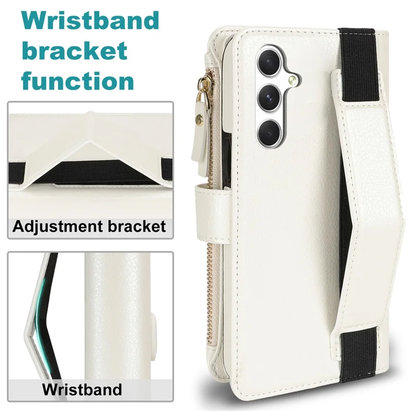 Xl-001 Для Samsung Galaxy A55 5G Case Zipper Pocket Bricel Stand Cover Phone Cover - Белый