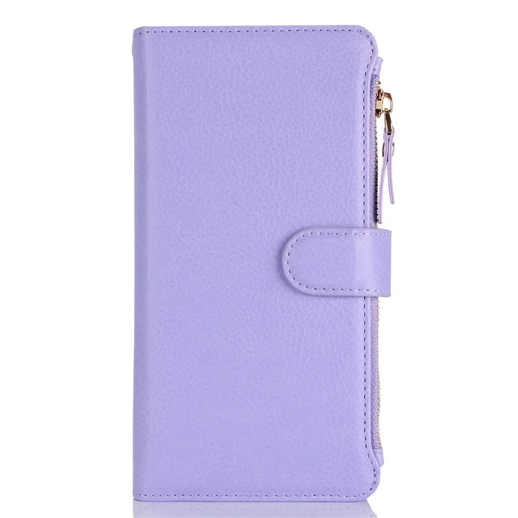 XL-001 Для Samsung Galaxy A15 4G / 5G Case Zipper Pocket Bristant Подставка Для Кожа - Фиолетовый