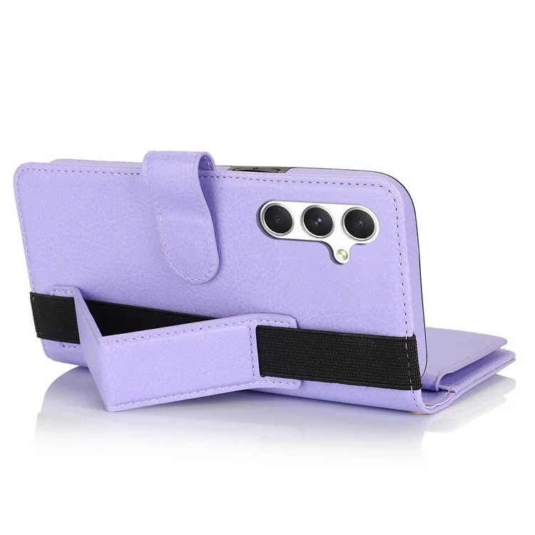 XL-001 Для Samsung Galaxy A15 4G / 5G Case Zipper Pocket Bristant Подставка Для Кожа - Фиолетовый