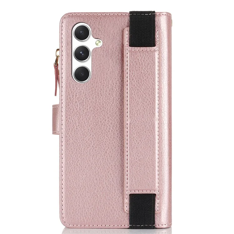XL-001 Для Samsung Galaxy S24 Case Zipper Pocket Bristant Stand Cover Phone Cover - Розовый