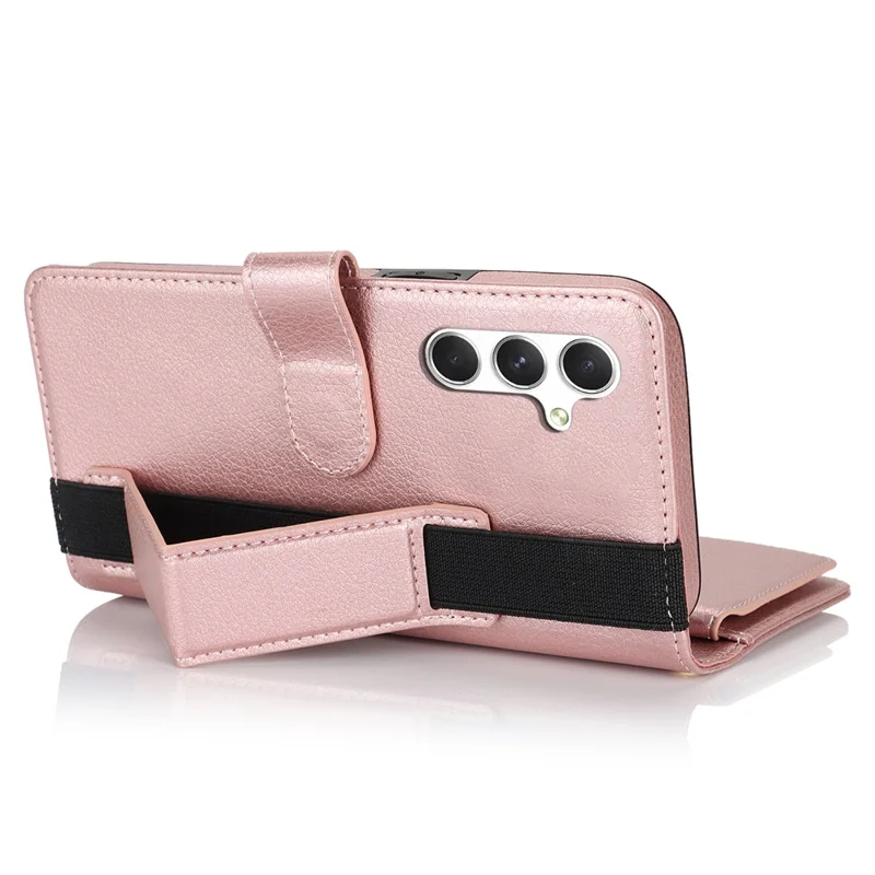 XL-001 For Samsung Galaxy S24+ Case Zipper Pocket Wristband Stand Leather Phone Cover - Pink