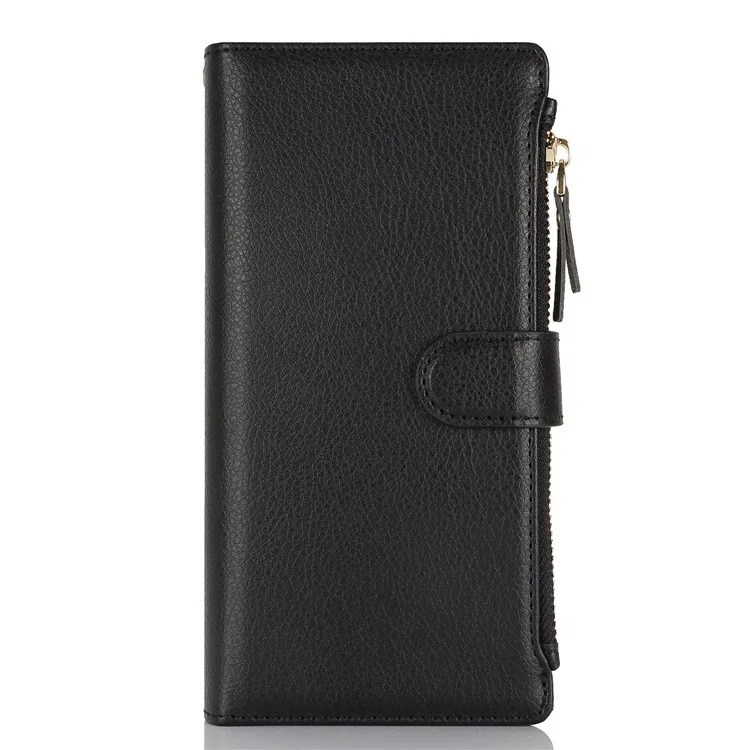 XL-001 Per Samsung Galaxy S24 Ultra Case Zipper Pocket Wristband Stand Leather Phone Cover - Nero