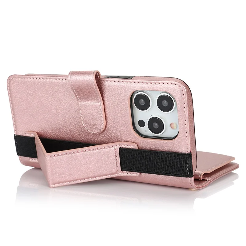 XL-001 Para Iphone 15 Pro Max Case Case Zipper Pocket Stand Cover Phone Telephone - Rosa