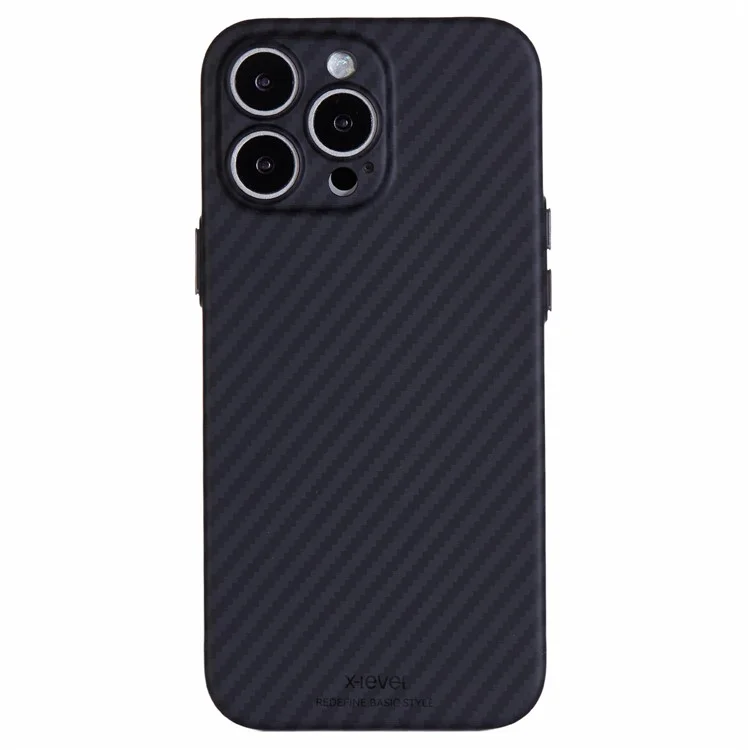 Niveau x Pour Iphone 16 Pro Max Magnetic Case Ultra-Thin PC Hard Phone Cover Texture en Fibre de Carbone - Noir