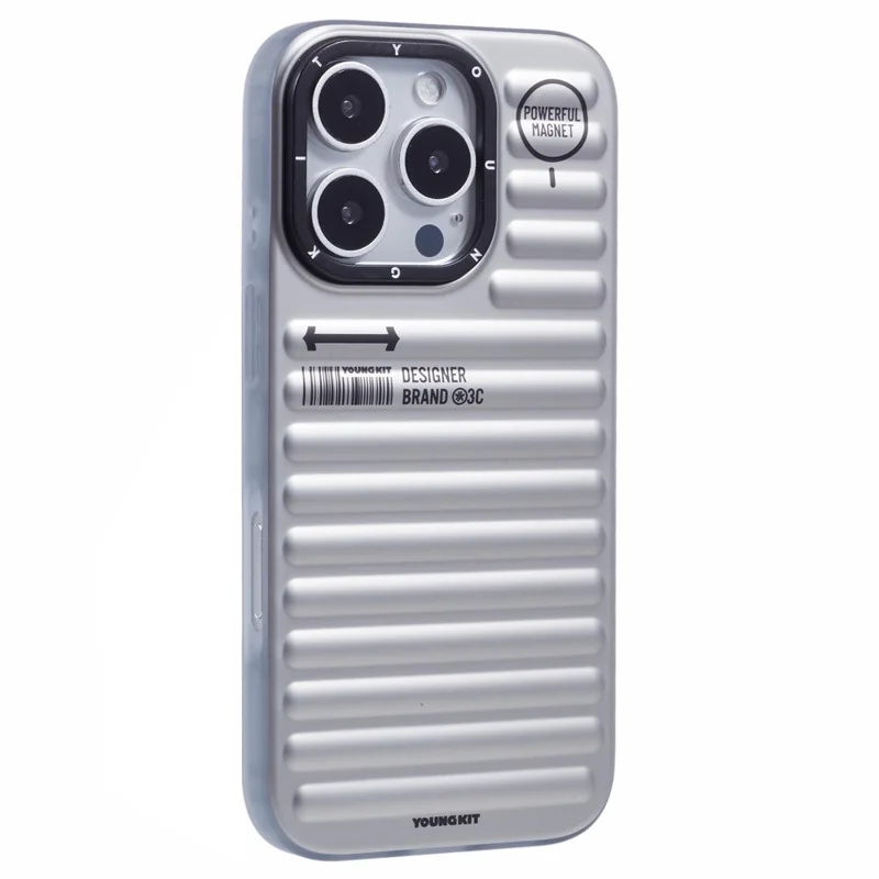 YOUNGKIT per custodia iPhone 16 Pro Max compatibile con MagSafe Suitcase Texture IMD TPU Cover per cellulare - Argento