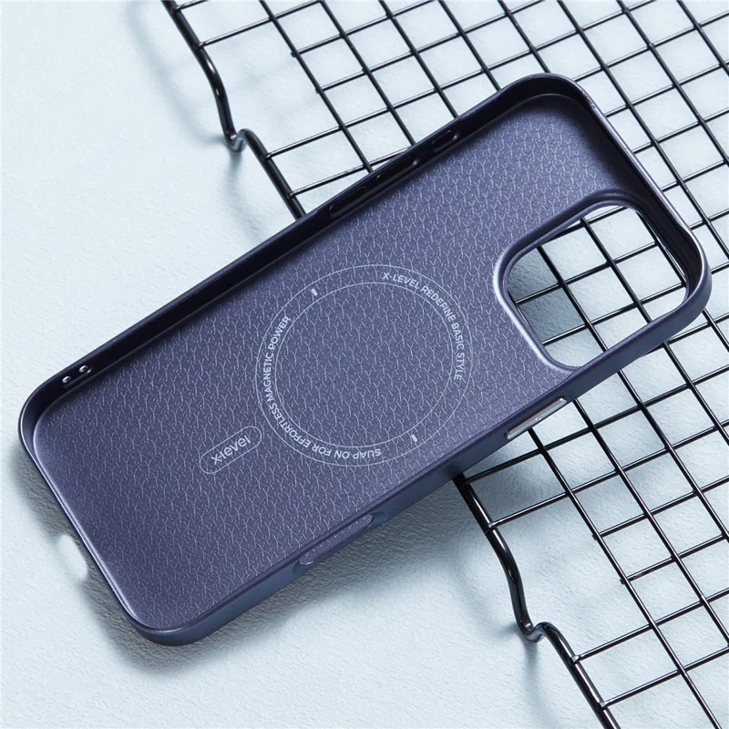 Étui magnétique X-LEVEL pour iPhone 16 Pro Max Texture en épissure rhomboïdale en polycarbonate dur - Bleu