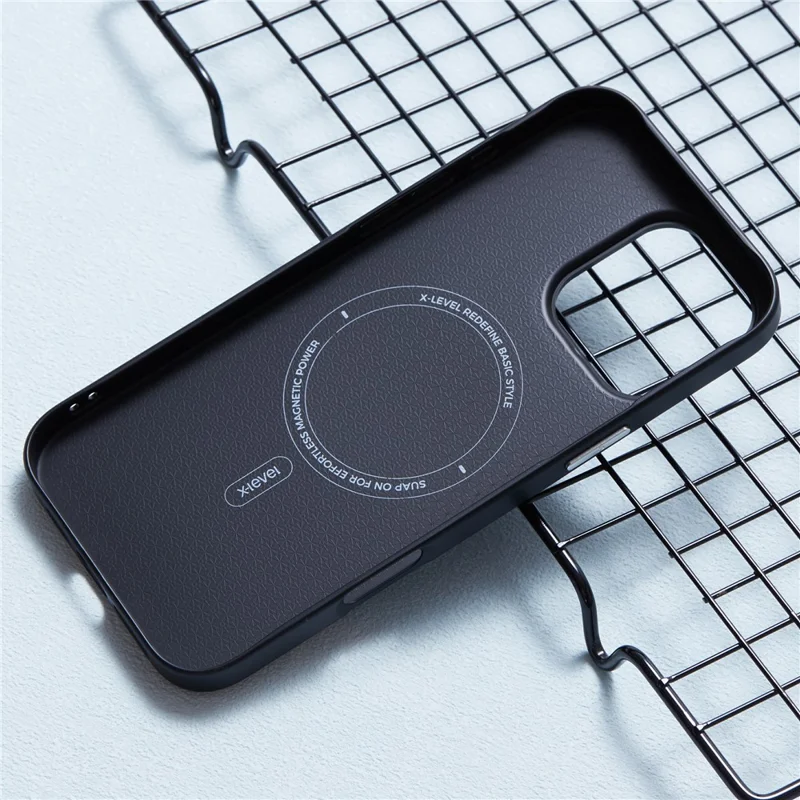 X-LEVEL Für iPhone 16 Pro Magnetisches Etui Harte PC-Handyhülle Carbon Nano-Faser-Textur - Schwarz
