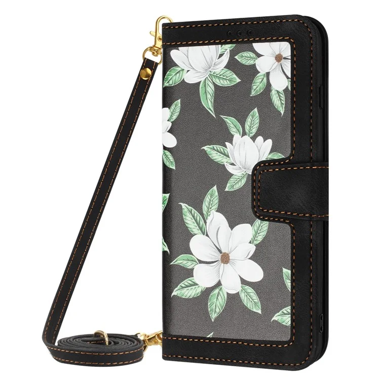 For Honor 200 Lite Case PU Leather Floral Phone Cover with Card Slots - Black