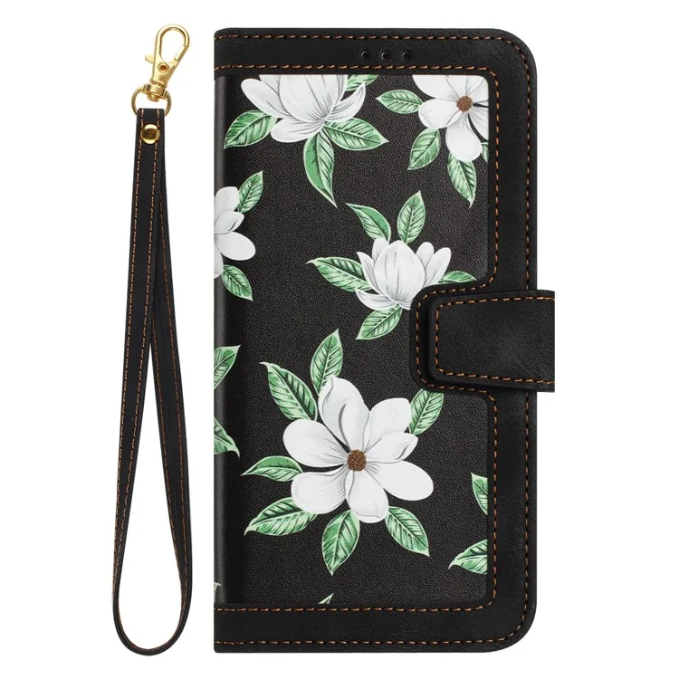 For Honor 200 Lite Case PU Leather Floral Phone Cover with Card Slots - Black